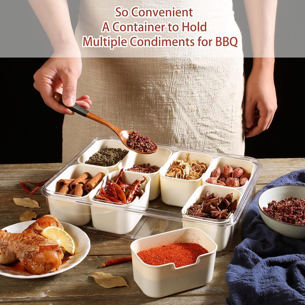 Snackle Box Container 8-Compartment Food Storage Tray with Lid & Handle Organize - Picture 8 of 10